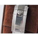 Rolex Yacht-Master series, white dial, blue bezel, silver case, 44mm, silver Oyster bracelet.